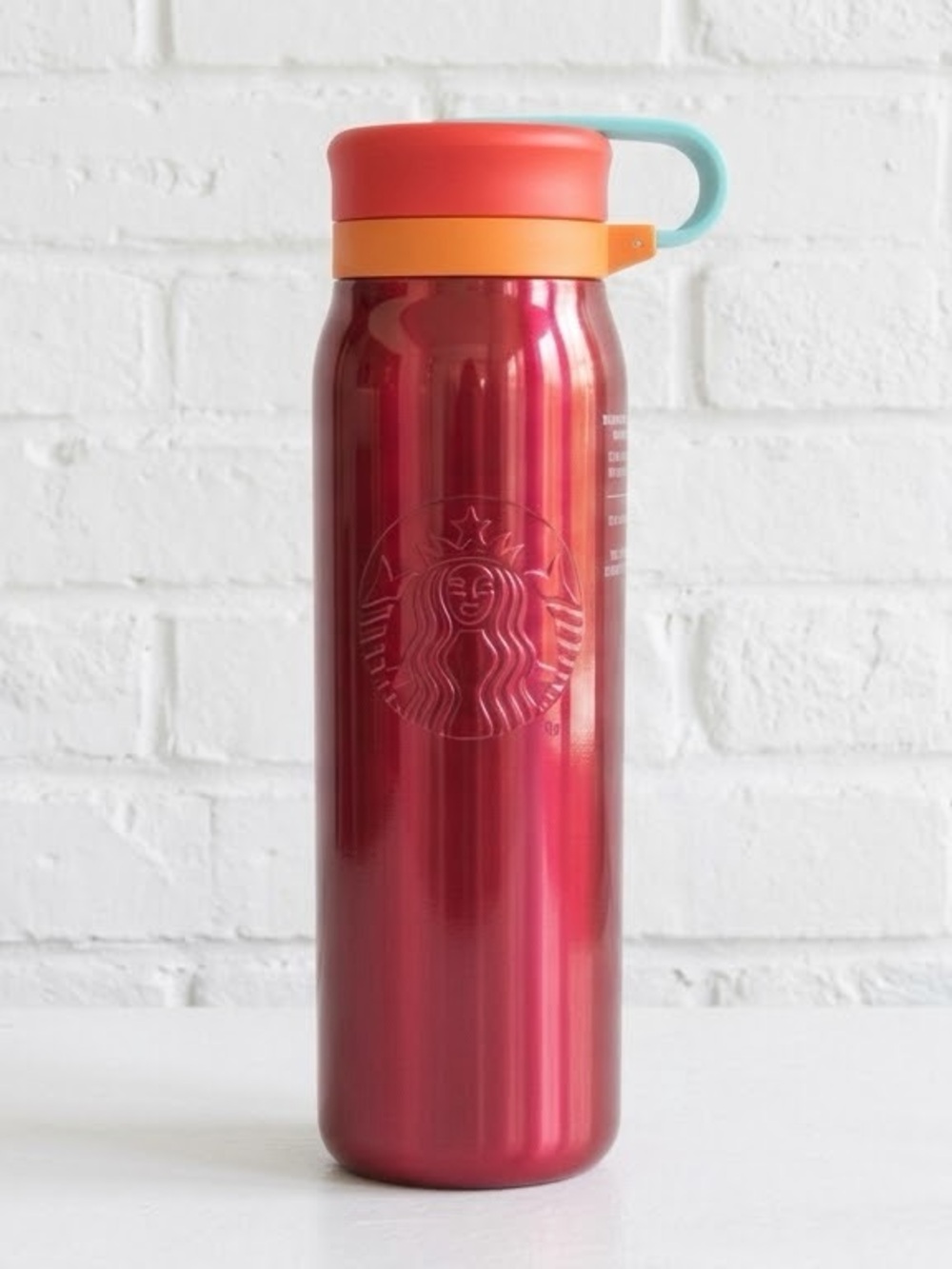 Starbucks 2025 Summer Metallic Pink Orange Blue Stainless Water Bottle 20 oz NWT